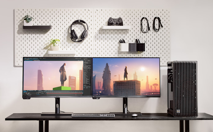 Two ProArt Display PA32UCXR monitors connected to a custom creation PC 