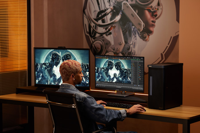 An artist working with digital media using one of the best ProArt displays
