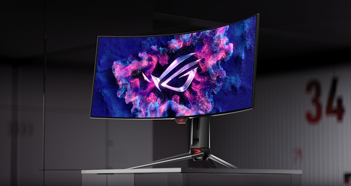 The ROG Swift OLED PG34WCDM, one of the ASUS ultrawide monitors